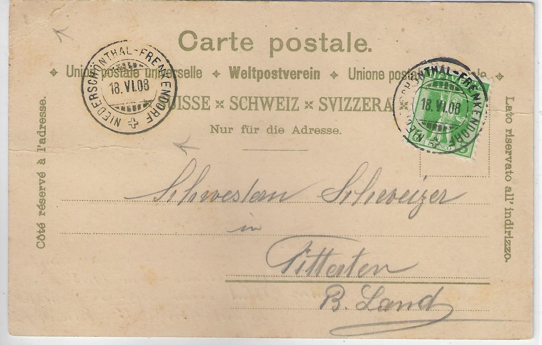 Cartoline postali: Gruss aus Gelterkinden - Litho 1908 – Usato da Ettingen venduto da Kartenplanet 1