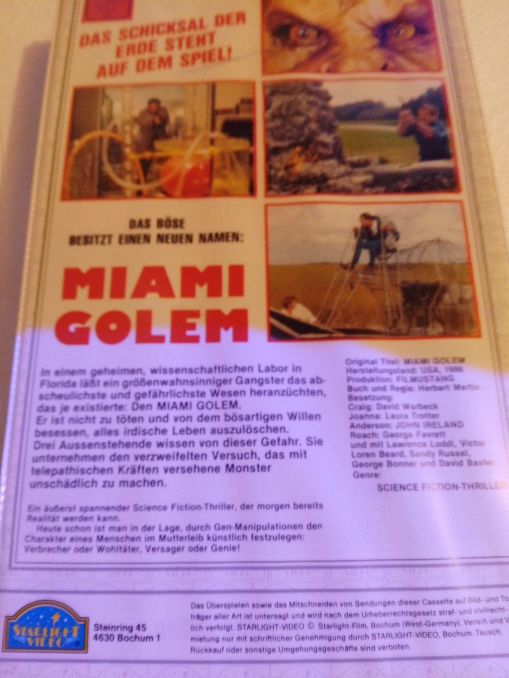 Alle VHS: Miami Golem VHS Starlight Video 22326 – Gebraucht aus Remetschwil von Privatflohmi 1