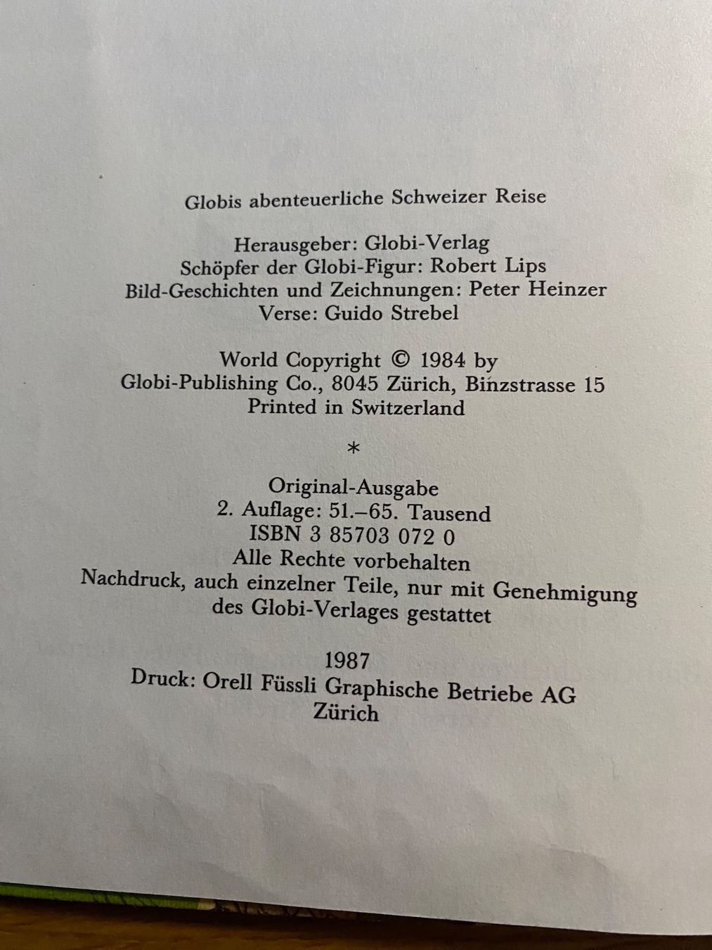 Libri: Globi's abenteuerliche Schweizer Reise,2.Auf.1987 – Usato da Zäziwil venduto da meri79. 1