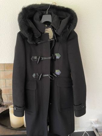 Burberry Wool Mantel mit Pelzkragen