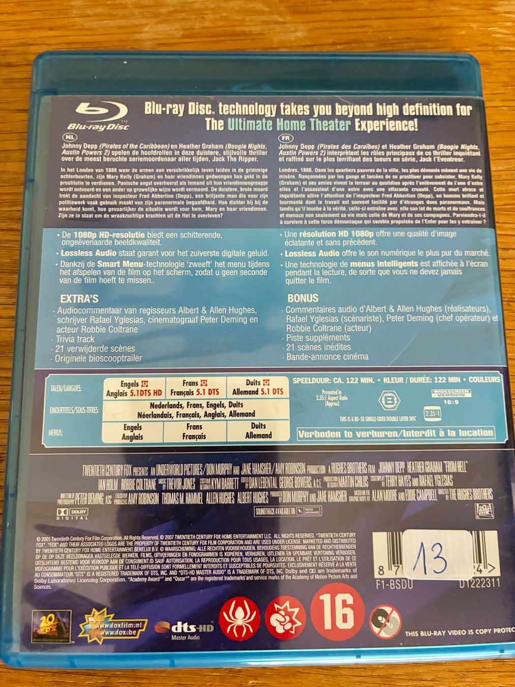 Tutti i DVDs: From Hell (2001, Blu-ray, Johnny Depp) – Usato da Vevey venduto da zecollector 1