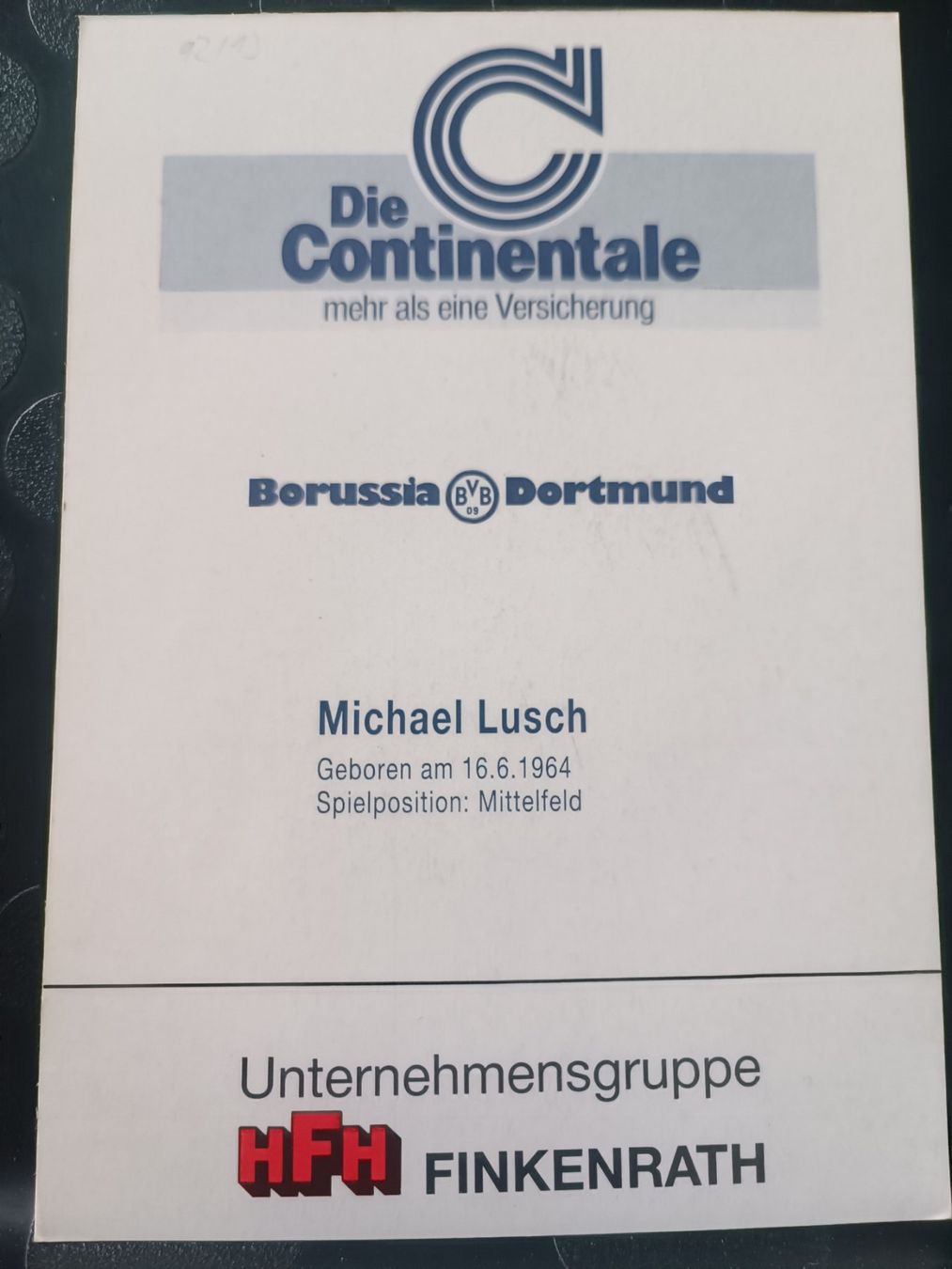 Autografi: Michael Lusch - BVB - Handsignierte alte Karte – Usato da Menziken venduto da Artographs 1