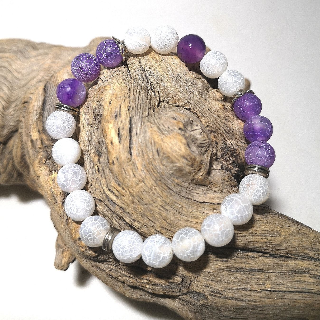 Bracciali & Braccialetti: weiss-violette Steinarmk. - Spendenaktion – Nuovo (secondo la descrizione) da Unterkulm venduto da Nachtigall 2