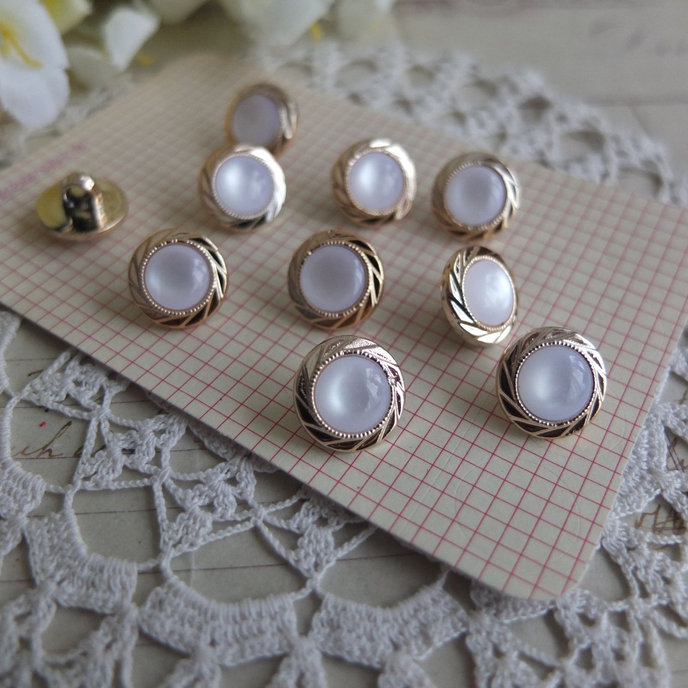 Bottoni: 10 Knopfe bouton boutons Perle Gold Look – Nuovo (secondo la descrizione) da Meyrin venduto da laservette99