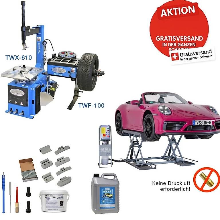 Twin Busch Hebebühne & Wagenheber: Reifenservice Set Basic Grau/Blau – Neu und originalverpackt aus Rüthi (Rheintal) von Toptool-3 1