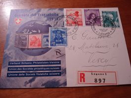 Karte Tag der Briefmarke 1938 Lugano, Karte italienisch