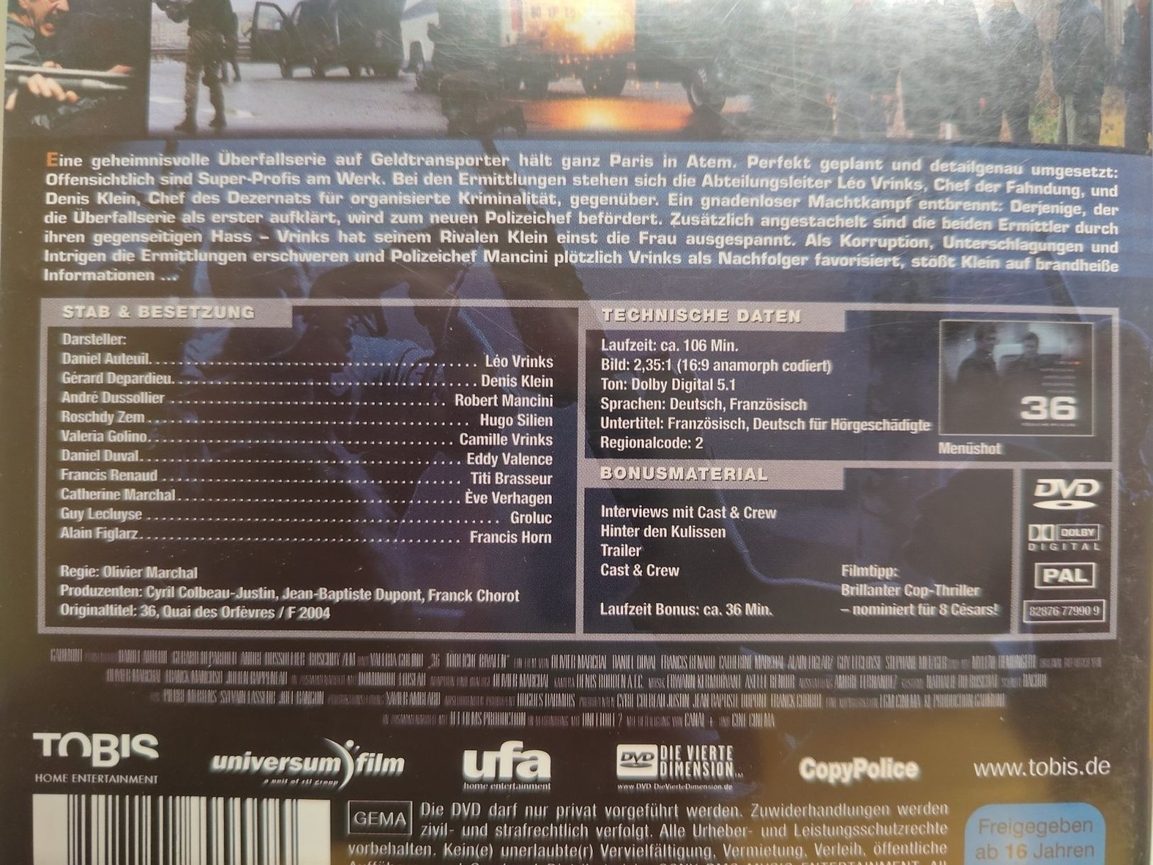 Tutti i DVDs: 36 tödliche Rivalen – Usato da Liestal venduto da Kratzilla 3