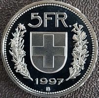 5 Franken 1997 stgl. / aus Münzsatz
