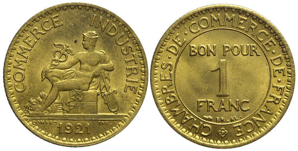 Tutti le monete: Frankreich, 1 Franc 1921 – Usato da Chiasso venduto da Novamarketing