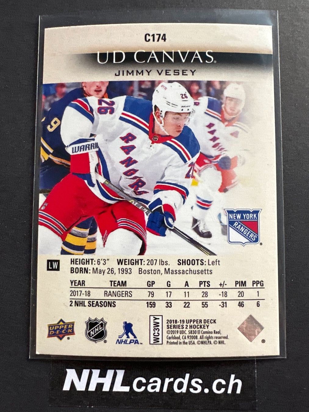 NHL Carte collezionabili: Jimmy Vesey NHL Canvas Insert Card – Usato da Belp venduto da nhlcards.ch 1