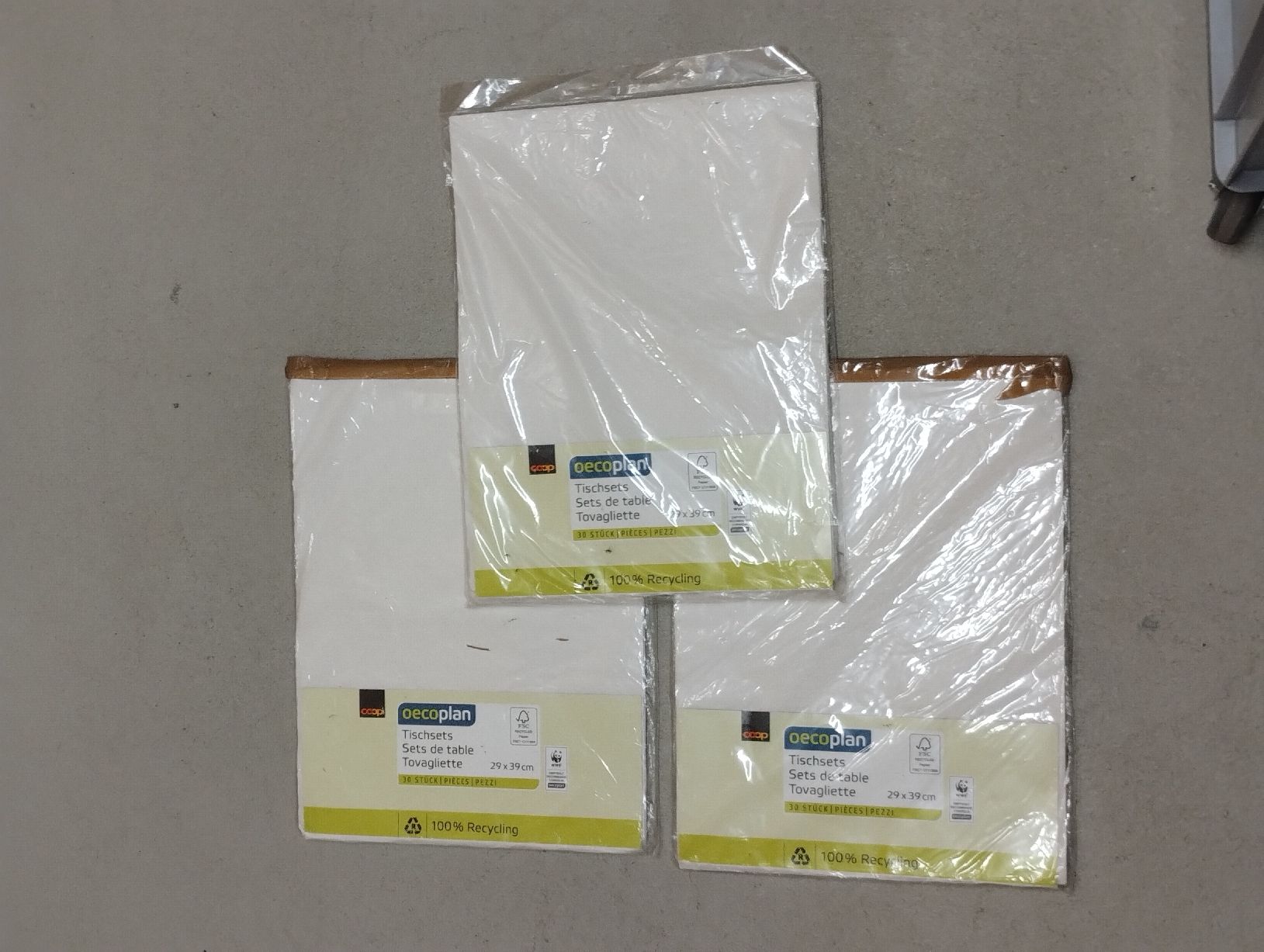 Set di tavolo e panche: ca. 90 neue Oecoplan-Tischsets / Tischsets 29x39 cm – Nuovo e nell'imballaggio originale da Zürich venduto da danihell