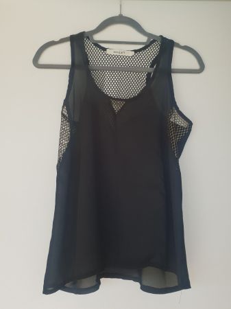 🐸 ELEGANTES TOP schwarz mit Gold M