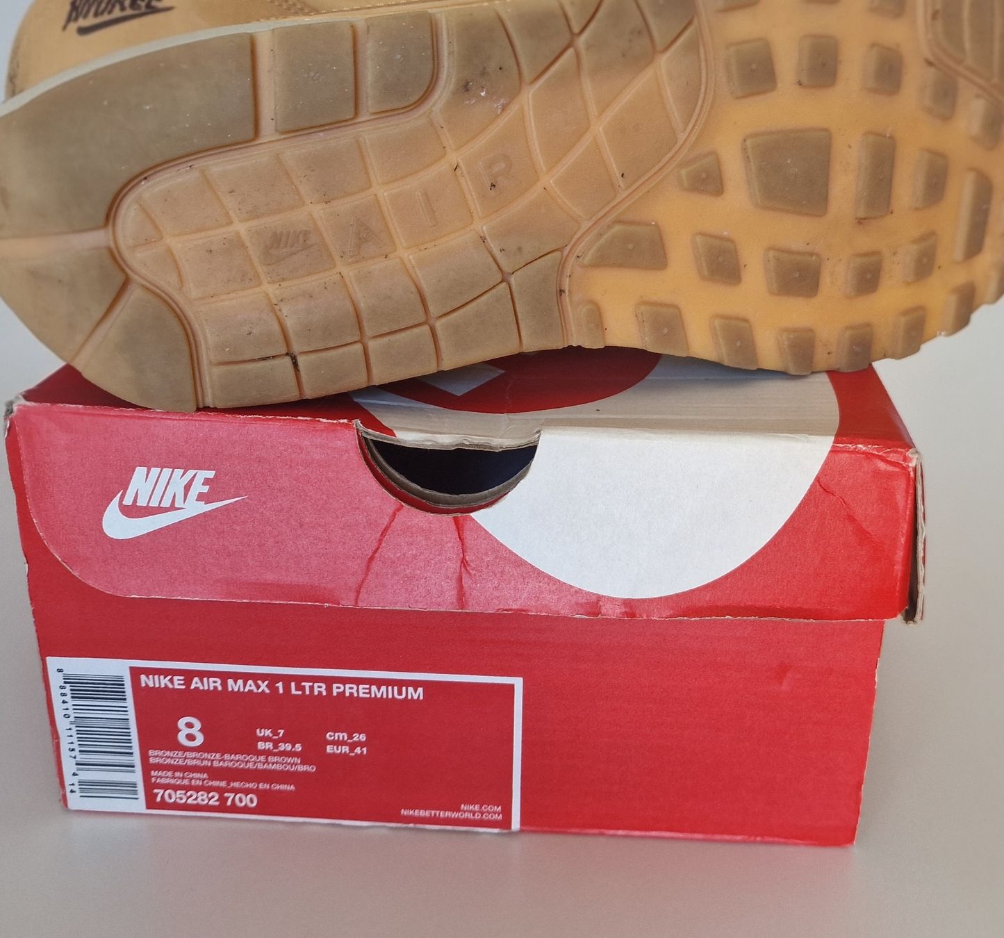 Nike Scarpe da uomo: Nike Air Max 1 LTR Premium EU41/US8 - wheat pack – Nuovo (secondo la descrizione) da Petit-Lancy venduto da daaan01 1