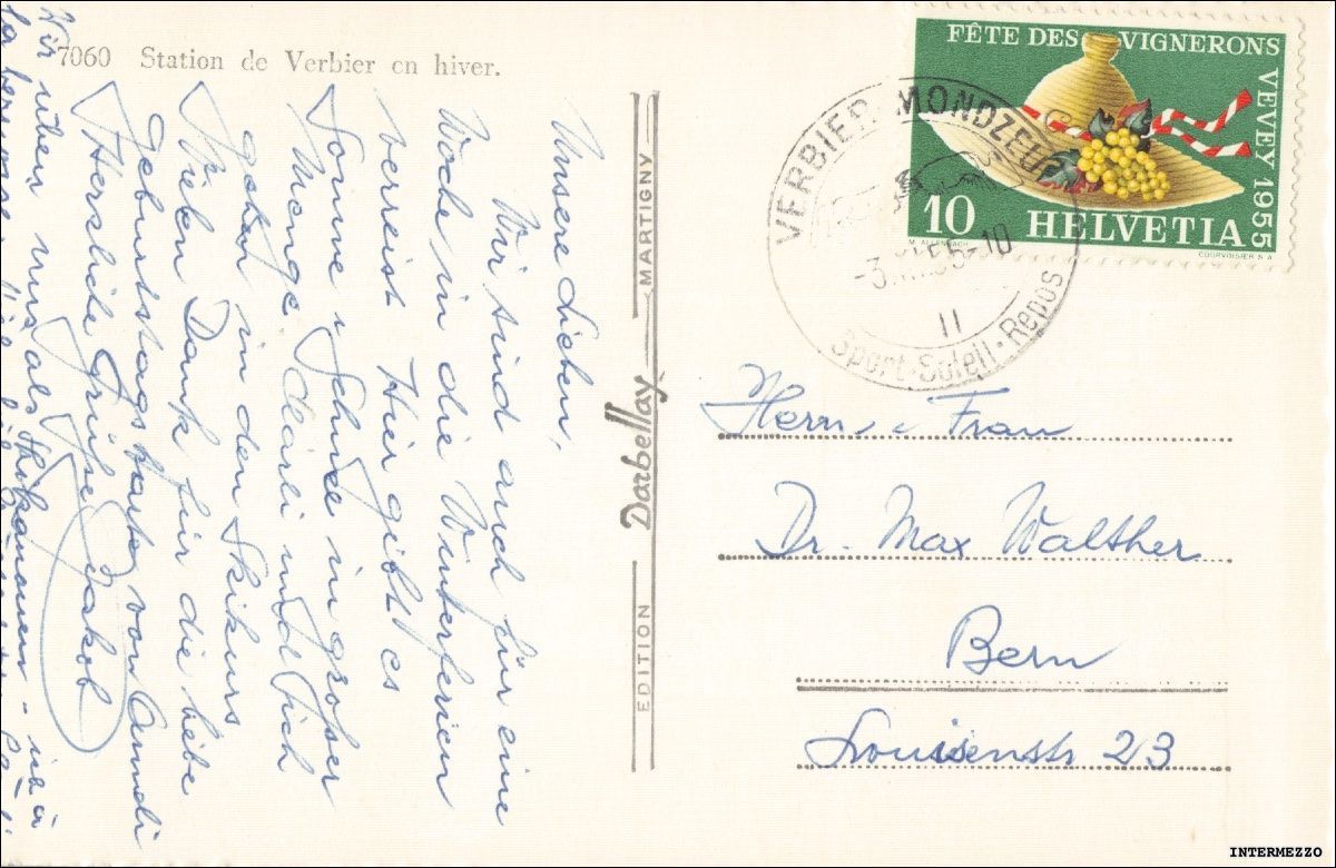 Cartoline postali: Verbier VS // 1955 Winter // Berge – Usato da Basel venduto da intermezzo12 1