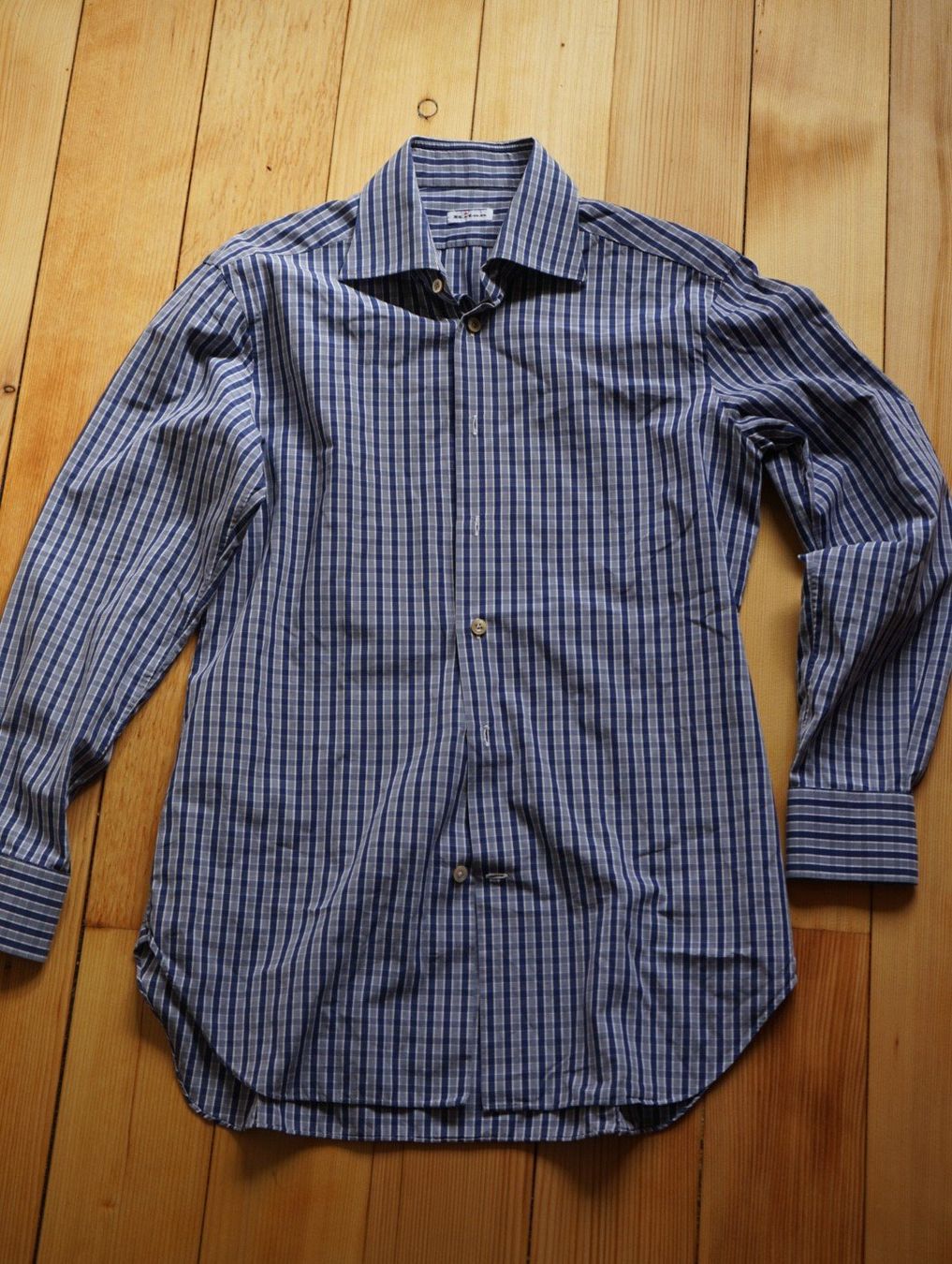 Kiton Camicie: Herren Hemd Kiton kariert blau langarm – Usato da Bern venduto da Nicolas.Tim