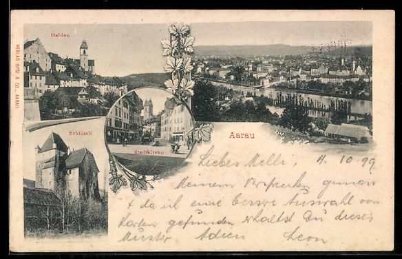 Cartoline postali: AK Aarau, Schlössli, Halden, Stadtkirche – Usato da Berlin venduto da bartko-reher