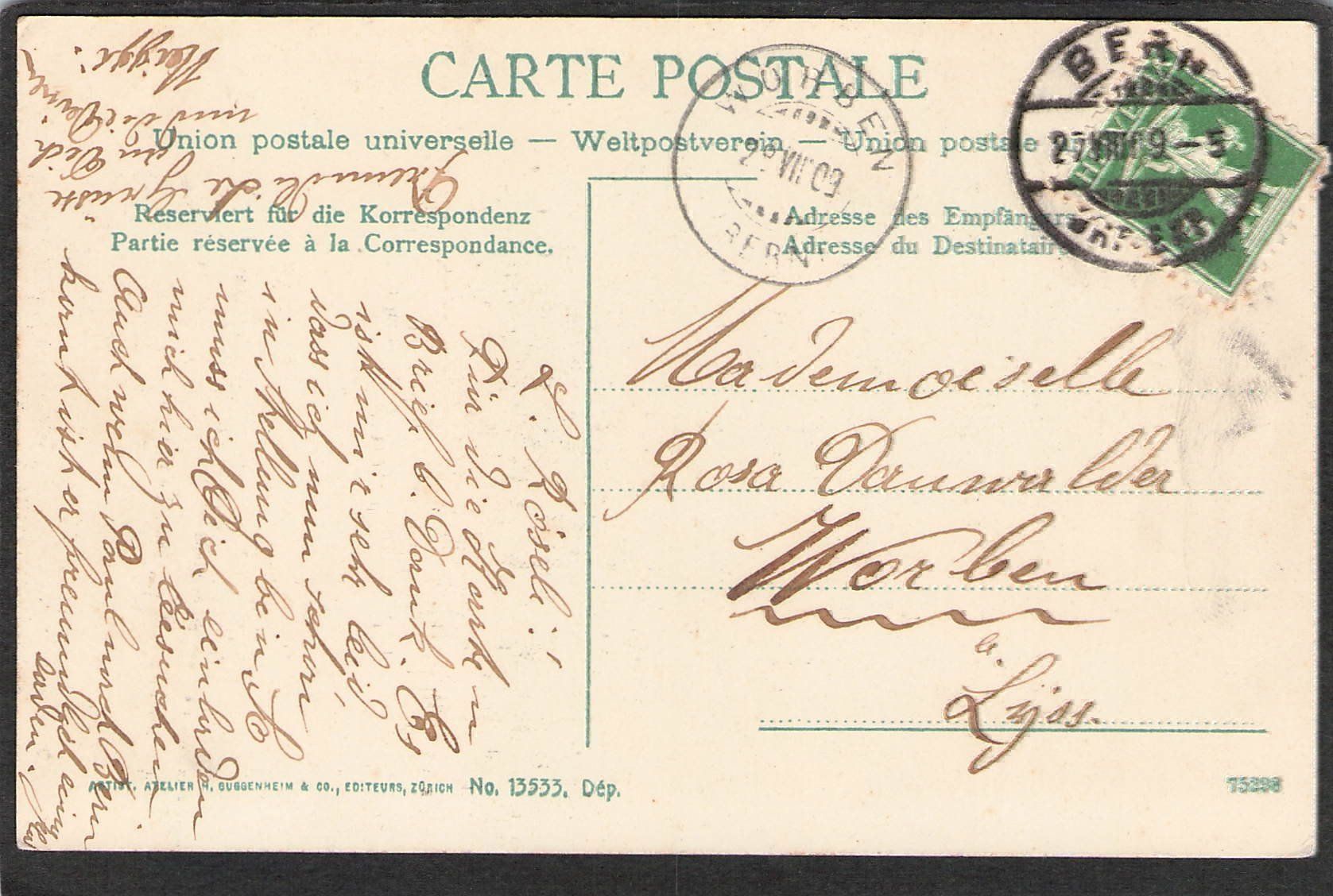 Cartoline postali: ,Merlingenstrasse , 1909 – Usato da Reichenburg venduto da ibiza18 1