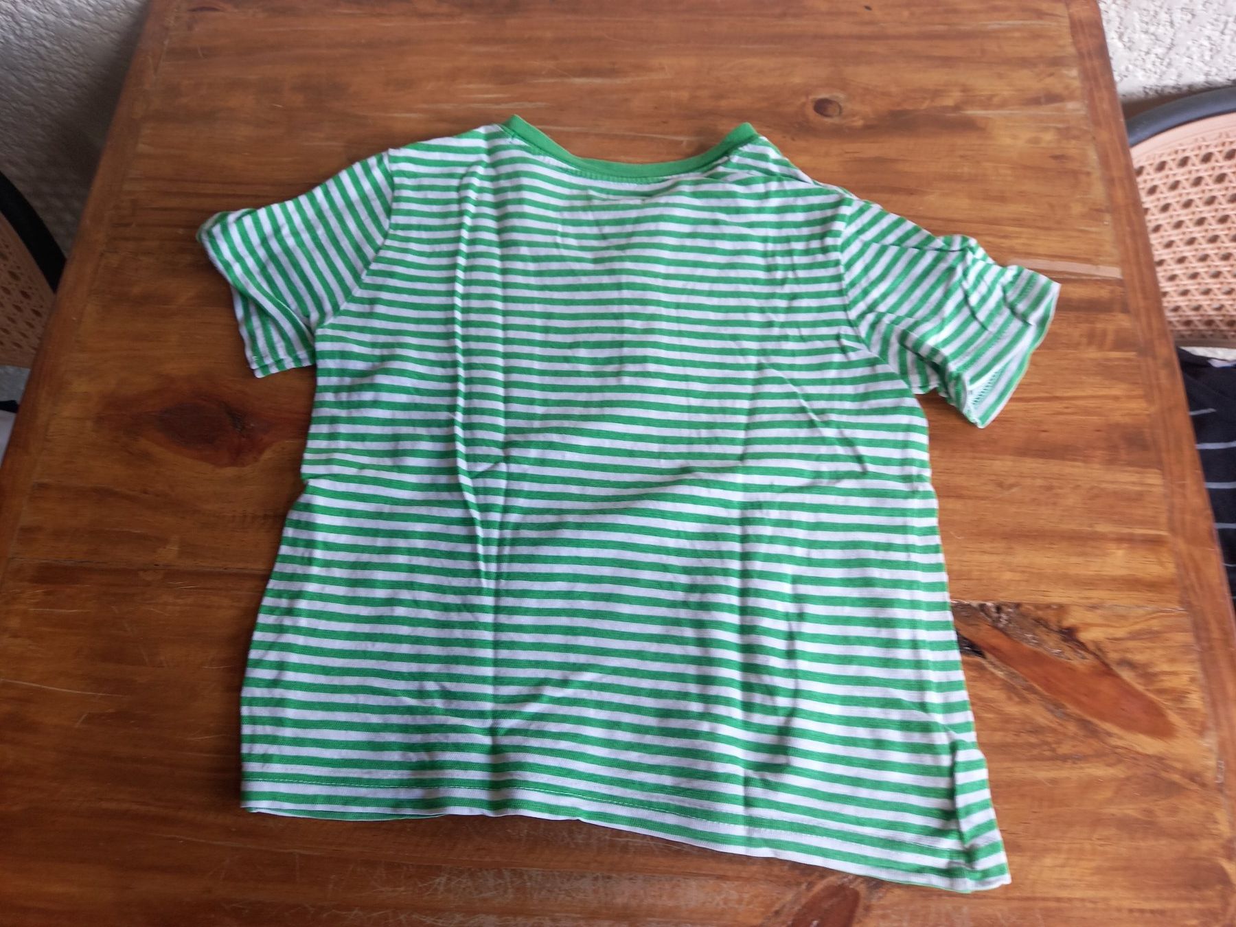 Camicie, T-shirt & Polo: T-shirt rayé vert et blanc taille L – Usato da Lausanne venduto da KUNKI-DESTOCK 1