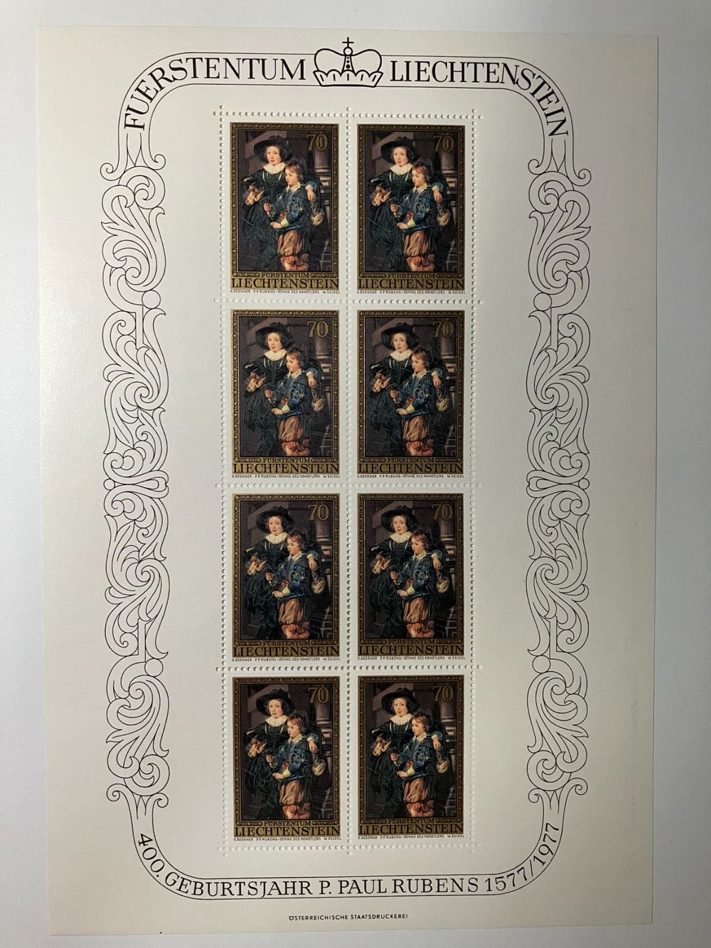 Tutti i francobolli: Liechtenstein, Kat. 593-95 Kleinbogen, Rubens, ** – Usato da Würenlos venduto da Eulenpostuhu 1