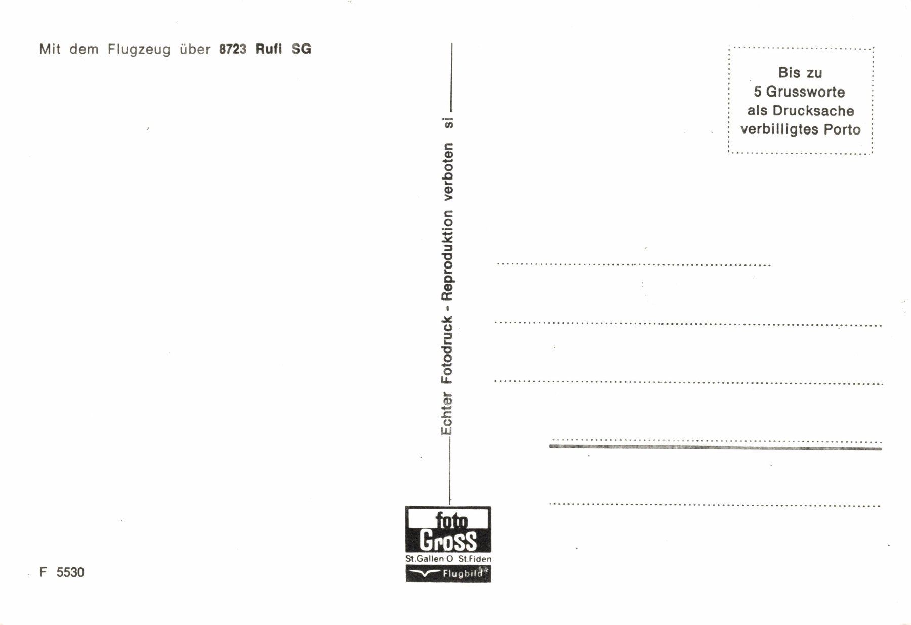 Cartoline postali: Mit dem Flugzeug über 8723 Rufi SG – Usato da Bronschhofen venduto da Astore 1