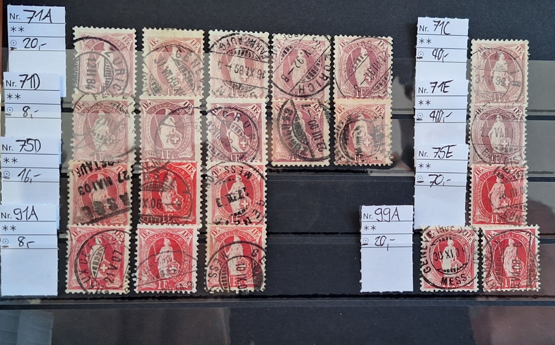 Tutti i francobolli: Stehende Helvetia Lot Kat. 782.- – Usato da Balgach venduto da SIMEON27