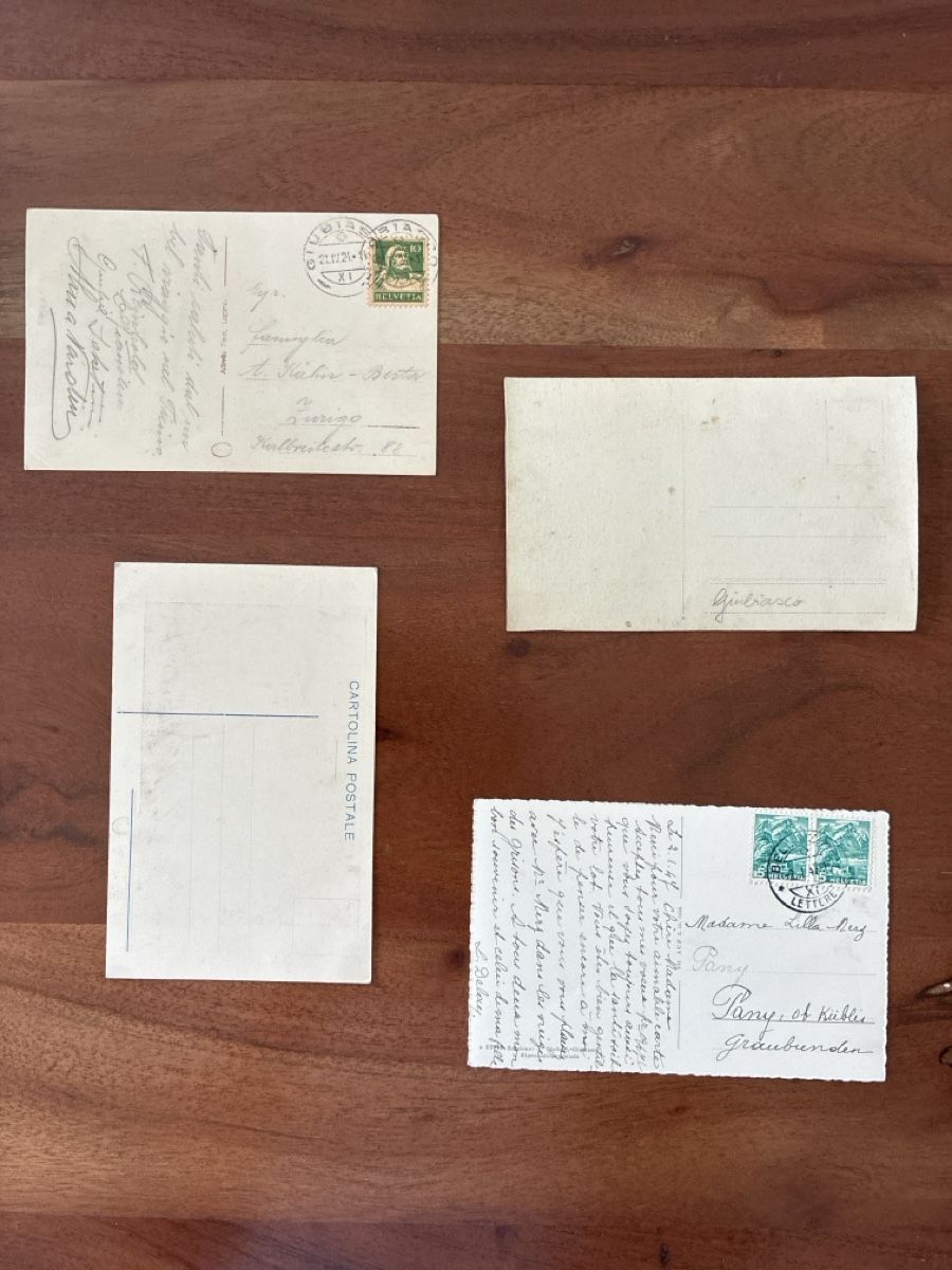 Cartoline postali: 4 Ansichtskarten Schweiz von Giubiasco TI – Usato da Oftringen venduto da Cla.vD.74 1