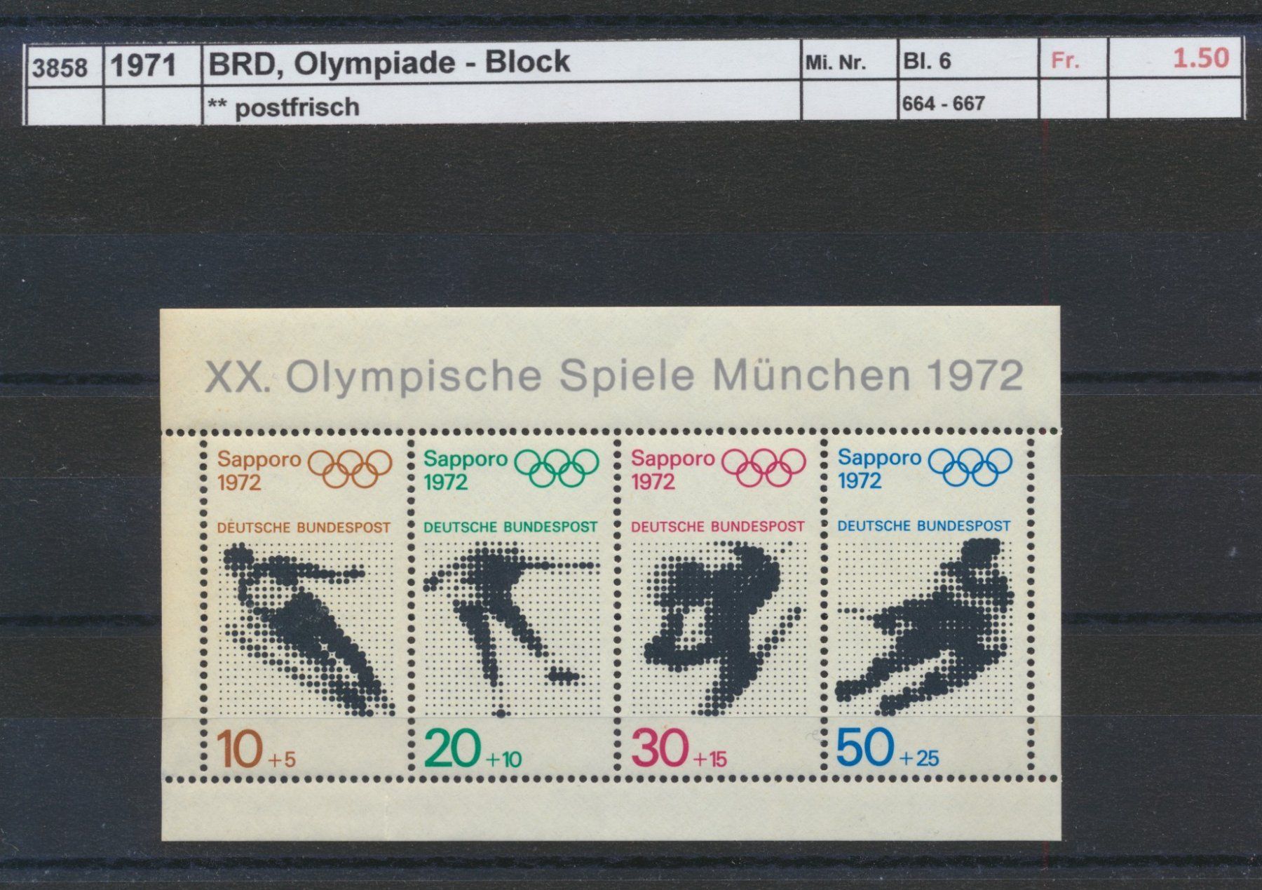 Alle Briefmarken: 1971 BRD, "Olympiade" - Block, ** postfrisch – Neu (gemäss Beschreibung) aus Winterthur von Zupogeru