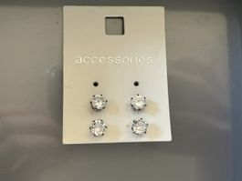 Zwei Paar Ohrstecker mit Zirkonia Steinen neu ungetragen