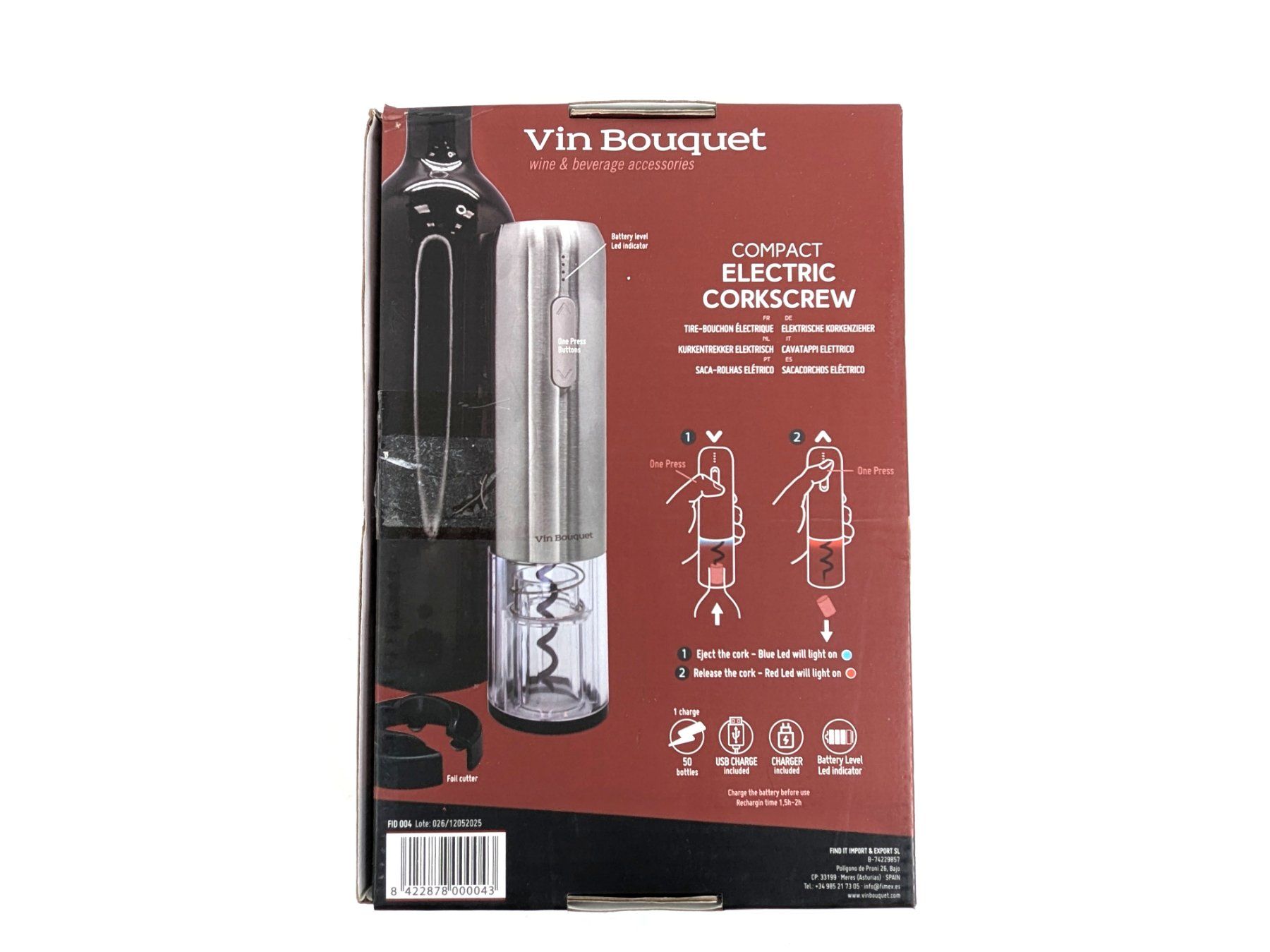 Apribottiglie & Tappi per chiusura: VIN BOUQUET Compact Elektrischer Korkenzieher – Usato da Dintikon venduto da Restwert_Dintikon 6