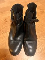 Schwarze Leder Ankle Boots Gr. 38