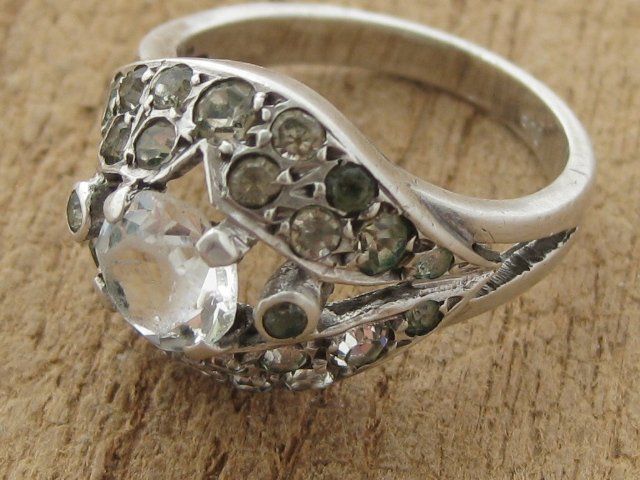 Anelli: Vintage Ring Silber 800 weisse Steinchen / Gr. 52 – Usato da Ermatingen venduto da Decovin 5