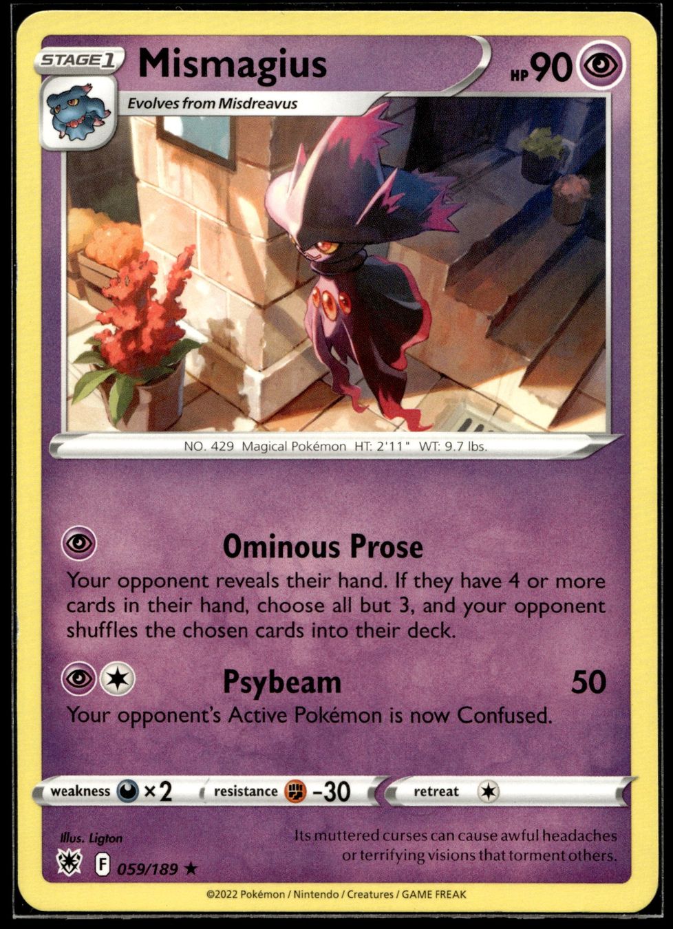 Pokémon Sammelbilder & Trading cards: Mismagius (ASR EN 059/189) – Gebraucht aus Affoltern am Albis von Chiesa_5