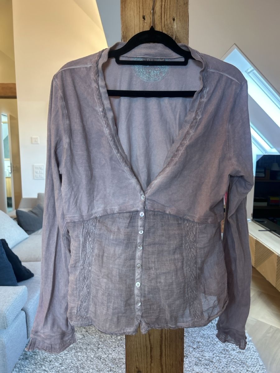 Blusen: NILE Cardigan in Mauve, Button-Down, Size Medium – Gebraucht aus Zürich von melissacdn