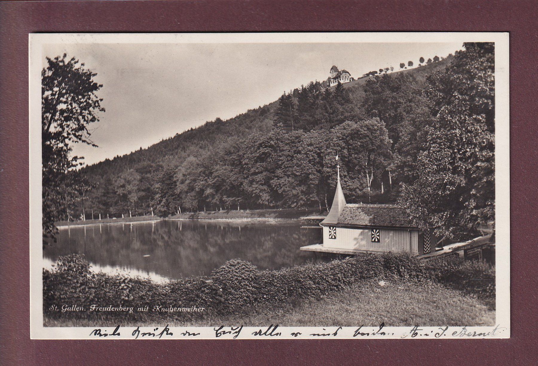 Cartoline postali: ST. GALLEN - Freudenberg - Knabenweiher - 1930 – Usato da Pully venduto da nicecards