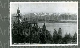AK sw Chaumont NE Val-d-Ruz, Tour et Alpes ≈ 1943