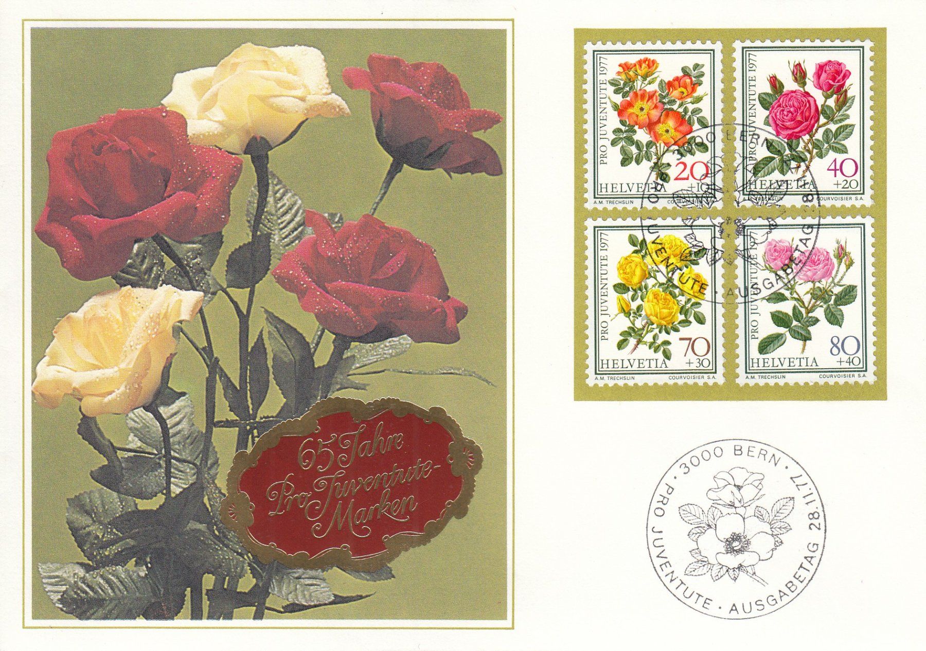 Tutti i francobolli: 1977 Pro Juventute FDC Rosen – Usato da Spreitenbach venduto da Mustang_1105