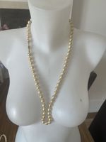 Collier vintage 76 cm perles crème fermoir doré 