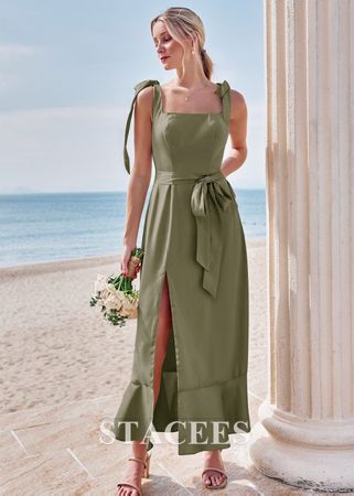 Robe élégante STACEES vert olive – Taille EU36 – Neuve