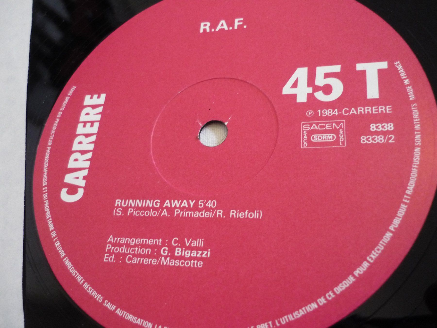 Dischi in vinile: 12" Vinyl Italo Disco - RAF - self Control – Usato da Beringen venduto da zzRegal 1