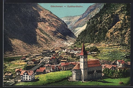 Cartoline postali: Göschenen /Gotthardbahn, Teilansicht mi – Usato da Berlin venduto da bartko-reher