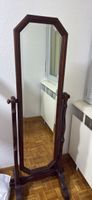 Miroir sur pied en bois brun, psyché vintage