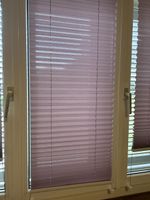 Plissee Rollo Fenster lavendel & grün