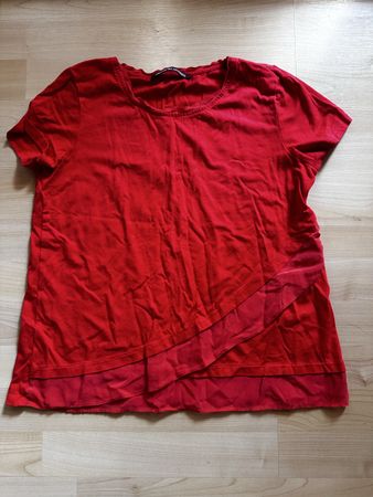 Comptoir des Cotonniers T-shirt rouge avec voile asymétrique