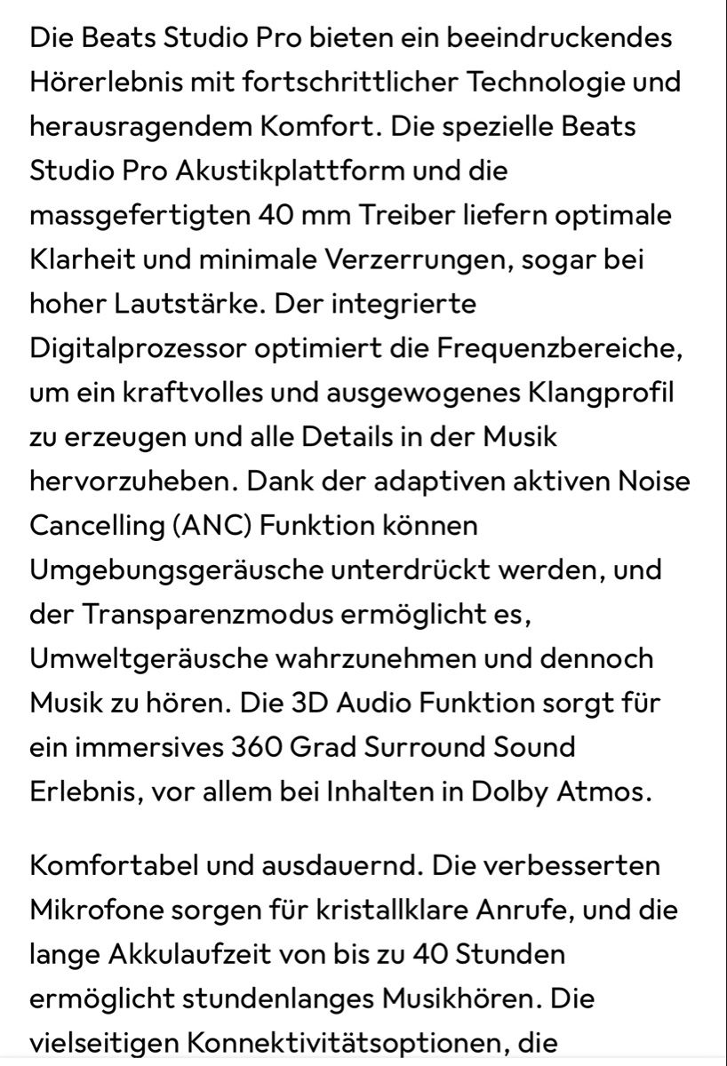 Beats Cuffie: Beats Studio3 Wireless Kopfhörer schwarz , neu – Nuovo e nell'imballaggio originale da Winterthur venduto da ru.he 5