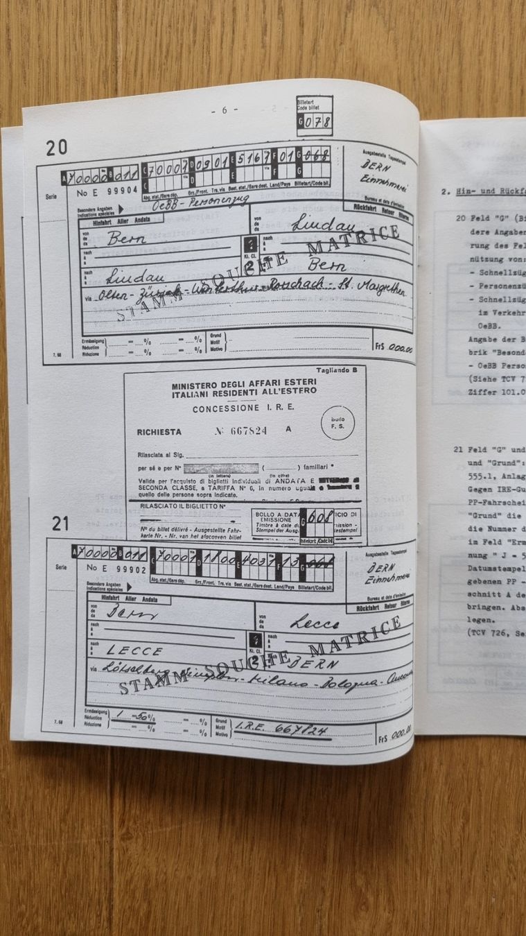 SBB/CFF/FFS Documenti: SBB Internationale Fahrscheine - Codierung – Usato da Bözberg venduto da heinz-d 2
