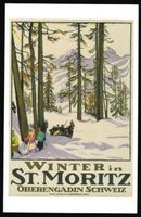 AK Winter in St. Moritz nach einem historischen Plakat