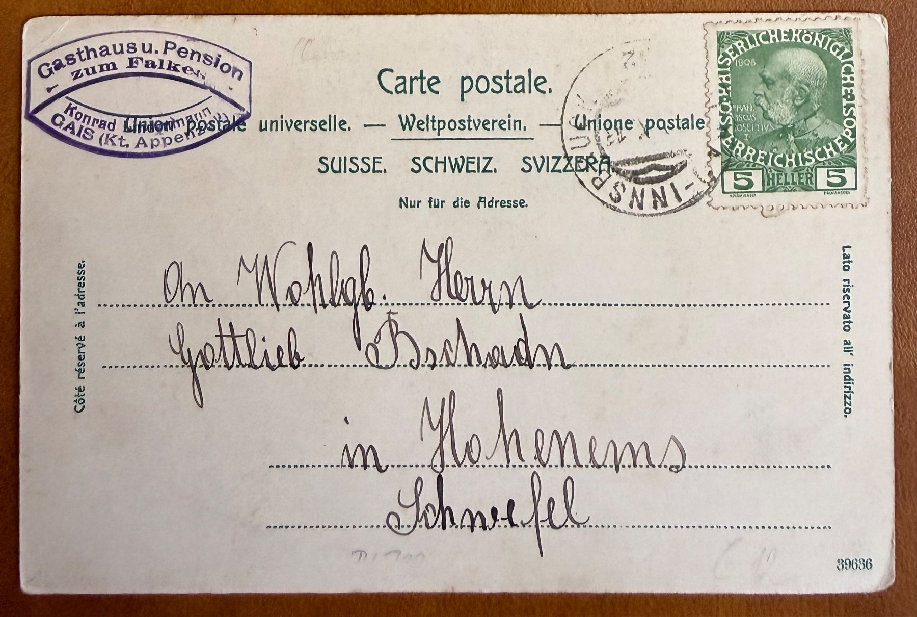 Cartoline postali: Weissbad - Kurhaus  1920 – Usato da Lutry venduto da Ediego 1