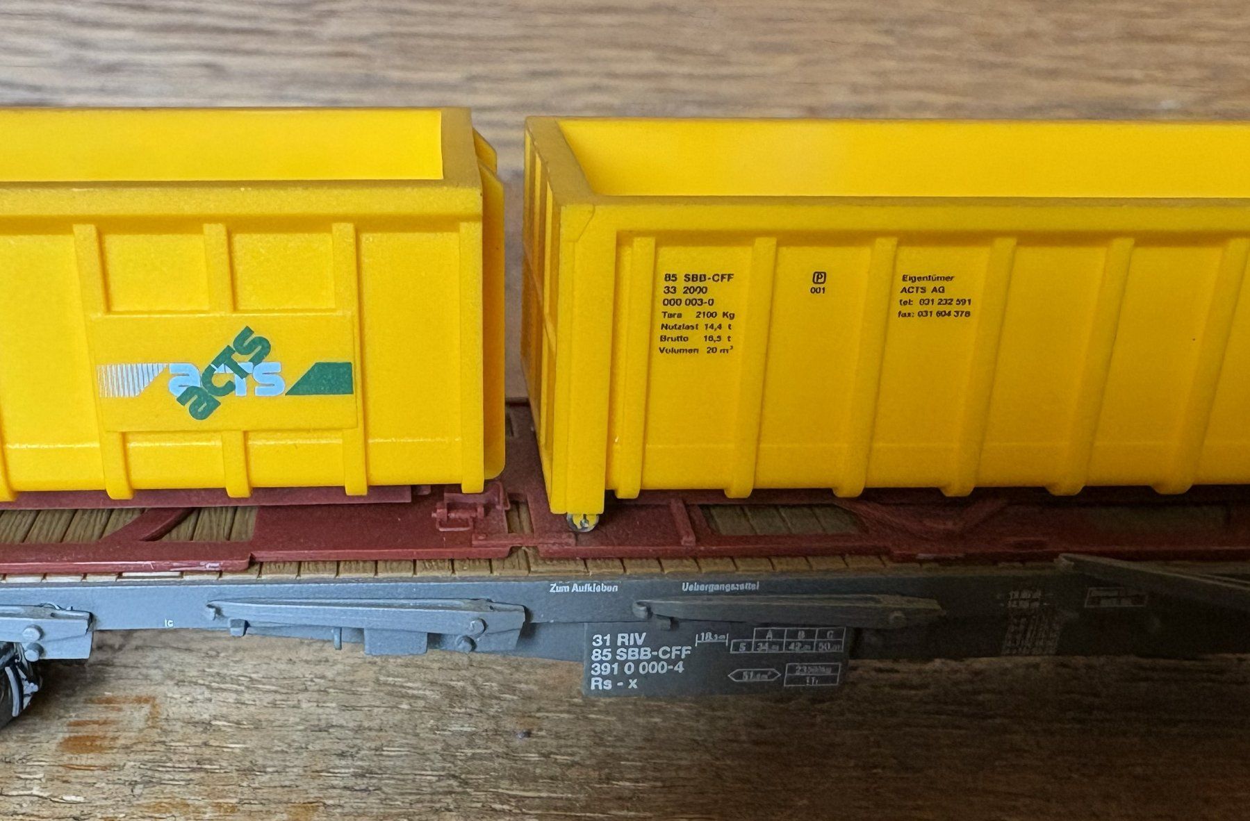 Hag Modellini di ferrovie: HAG 381 SBB Abrollcontainerwagen Rs-x – Usato da Volketswil venduto da zwitsch33 2