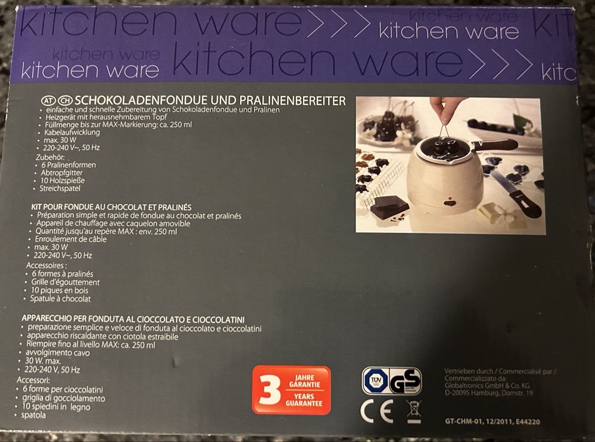 Elettrodomestici da cucina: ***Schokoladenfondue & Pralinenbereiter ***NEU*** – Nuovo (secondo la descrizione) da Winterthur venduto da stella67 4
