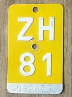 ZH 81 - TÖFFLINUMMER - MOFASCHILD - PLAQUE DE MOFA - ZH 81